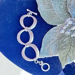 Rivka Friedman Bracelet Silver Tone‎ Oval Link Toggle Ladies Wrist Band Jewelry